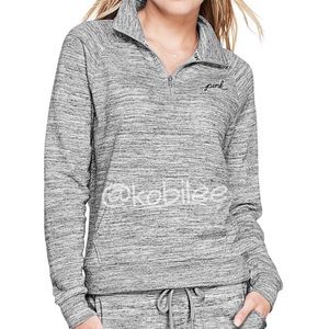 VS Pink L gray quarter zip sweater